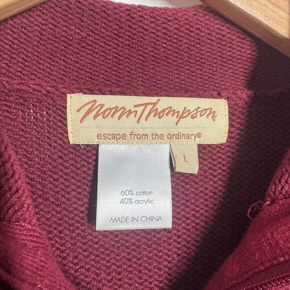 Norm Thompson Escape The Ordinary Women L Red Maroon Knit Sweater Full Zip Mock - Picture 5 of 7